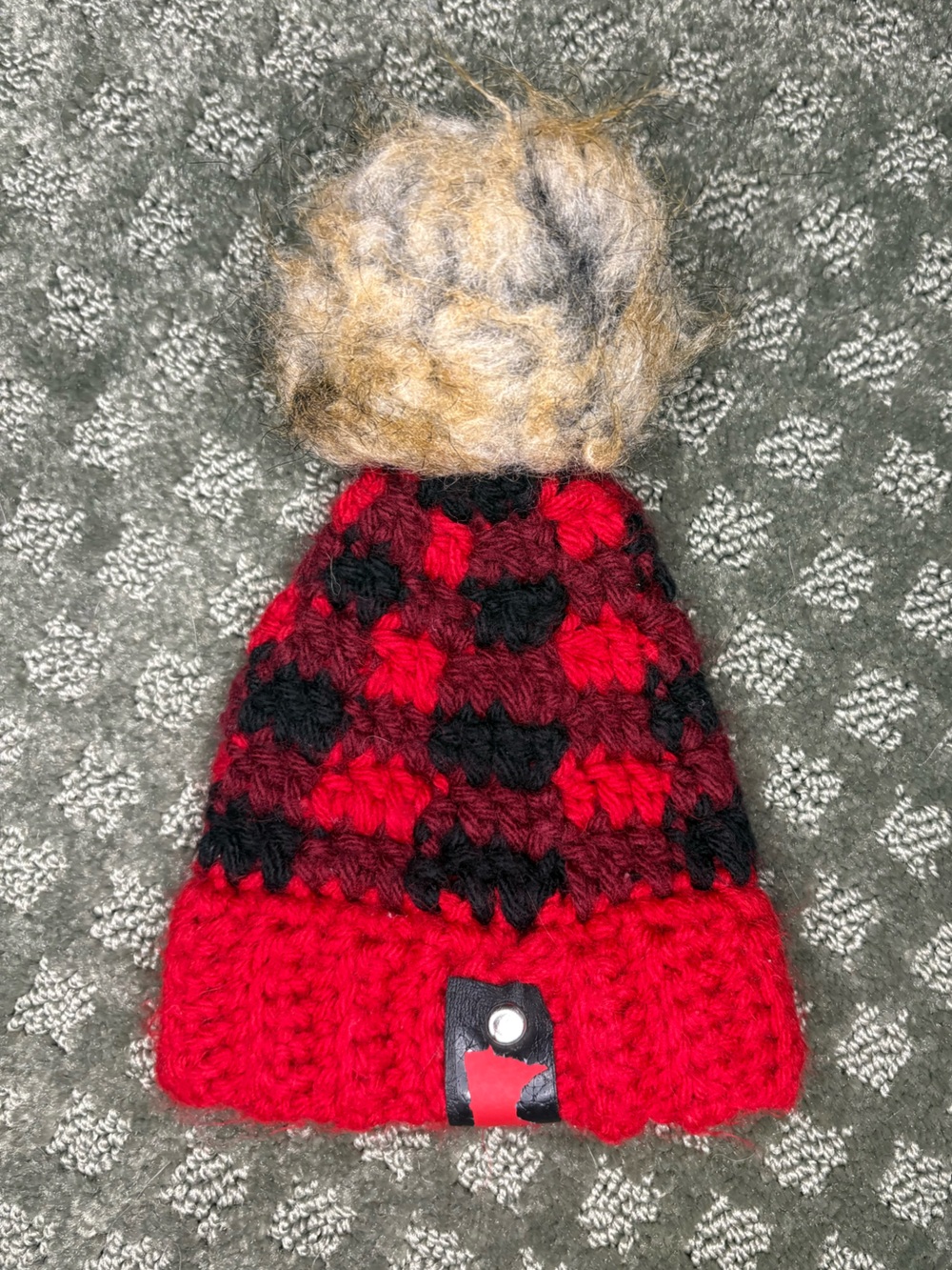 Cozy Red and Black Knit Pom-Pom baby Beanie